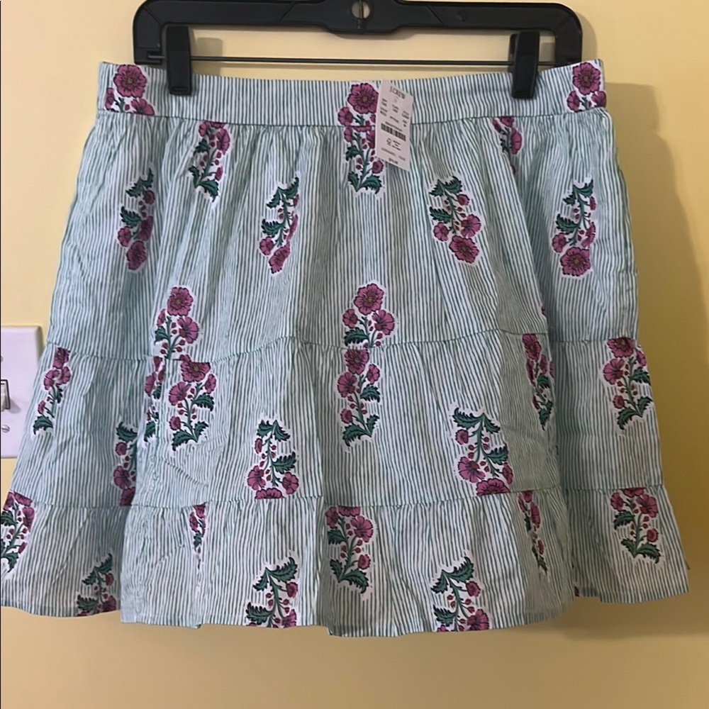J. Crew Striped Skater Skirt - Green and Purple
